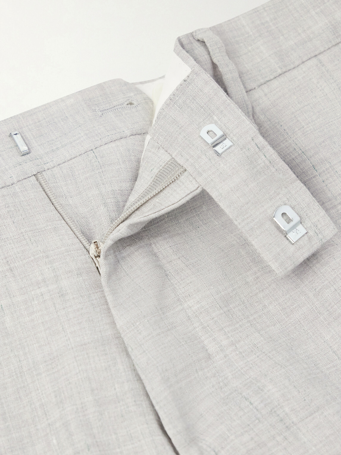 Mr P. - Straight-Leg Linen and Wool-Blend Suit Trousers - Gray