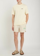 Calvin Klein Logo-embroidered Pinstriped Cotton Shorts White