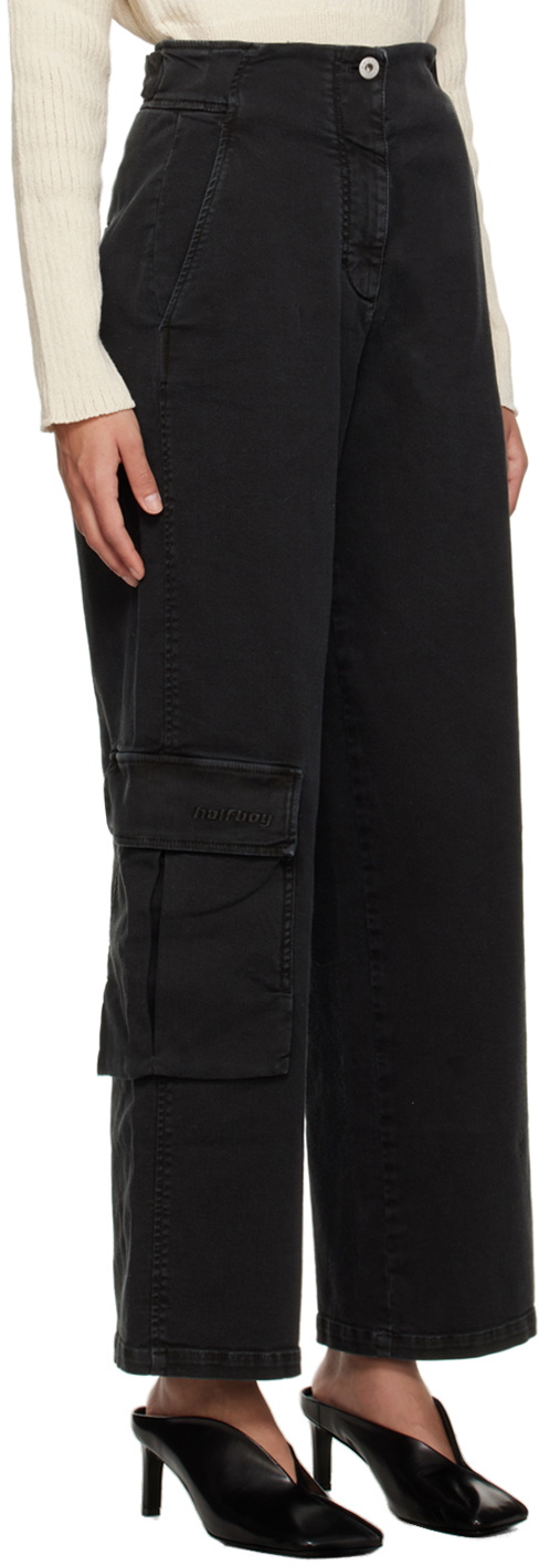 HALFBOY Black Cargo Trousers
