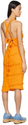 Sherris Orange Rib Knit Tie Dress