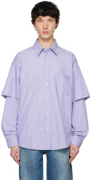 le PÈRE Blue Double Sleeve Button Shirt