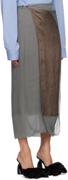 Dries Van Noten Gray Layered Midi Skirt