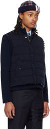 Thom Browne Navy Funnel Neck Reversible Jacket