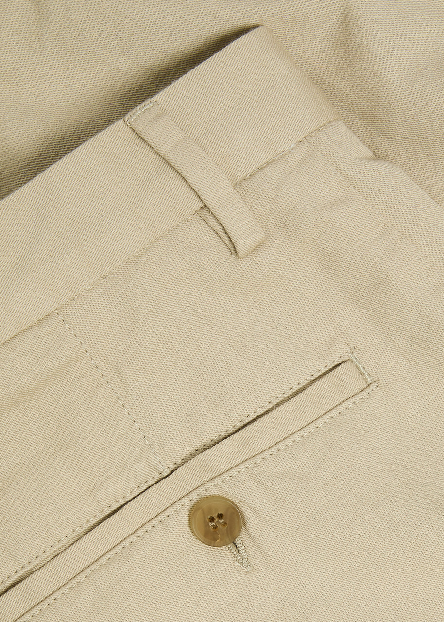 Sunspel Cotton and Linen-blend Tapered-leg Trousers Ecru
