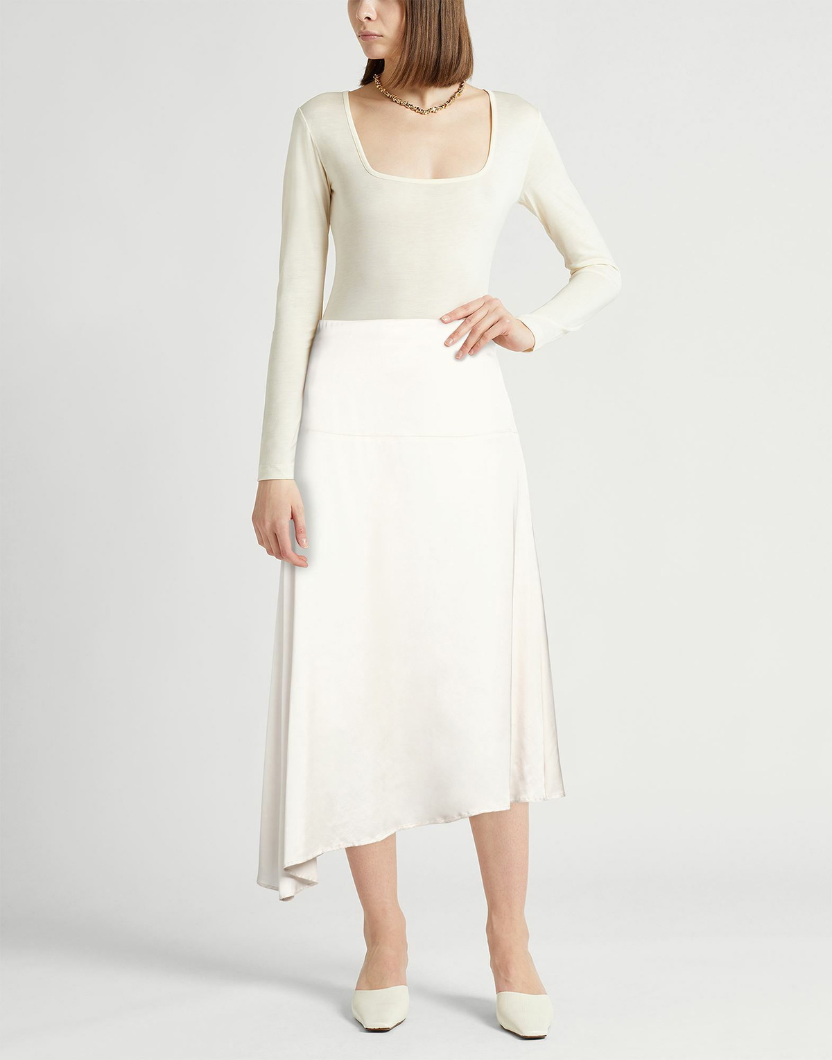 Peserico Womens Midi skirt in Off white