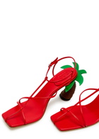 A.W.A.K.E Mode Bianca 65 Palm Tree Leather Sandals Red