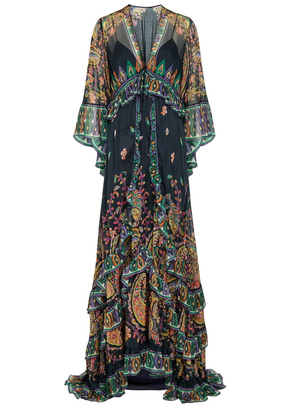 Photo: Etro Printed Silk-chiffon Maxi Dress Black