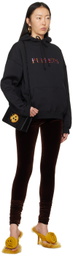 Puppets and Puppets Black Small Faux Croc Jewel Cookie Bag