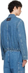 SUNNEI Blue Faded Denim Bomber Jacket
