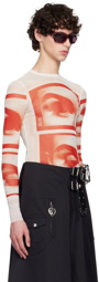 Jean Paul Gaultier White & Red 'The Eyes And Lips' Long Sleeve T-Shirt