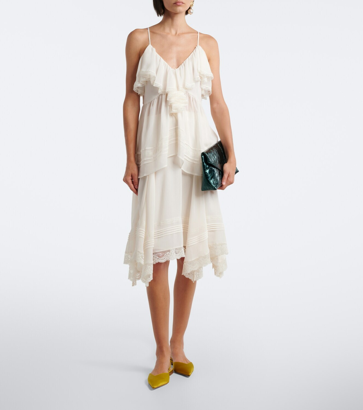 Xu Zhi Ruffled lace-trimmed top