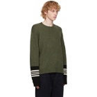 Neil Barrett Green Striped Cuff Techno Travel Sweater