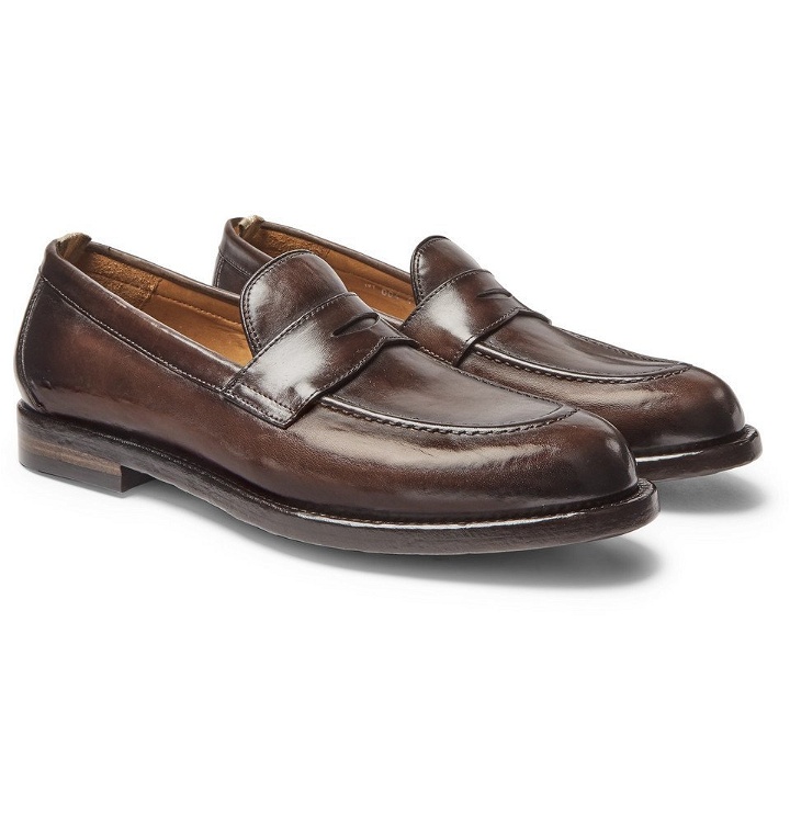 Photo: Officine Creative - Ivy Burnished-Leather Penny Loafers - Dark brown