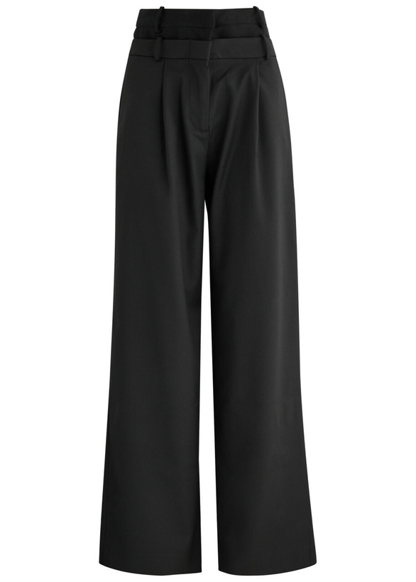 Photo: 16 Arlington Ivlia Layered-effect Wide-leg Twill Trousers Black