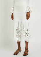 Simkhai Eveletta Cutwork Stretch-knit Midi Skirt White