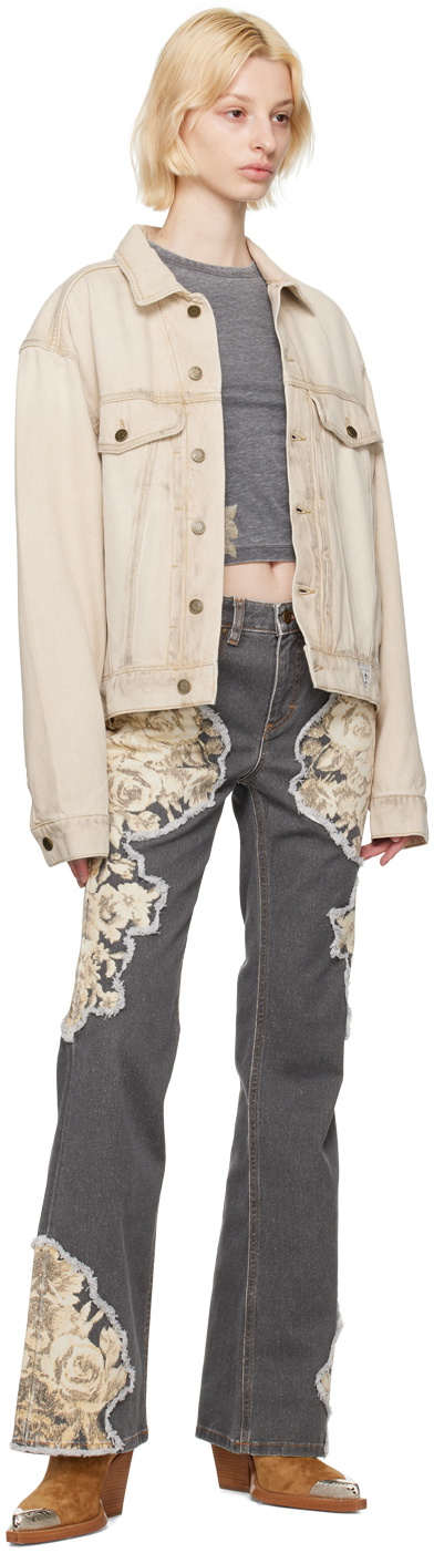 Guess Jeans U.S.A. Beige Smudged Denim Jacket