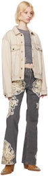 Guess Jeans U.S.A. Beige Smudged Denim Jacket
