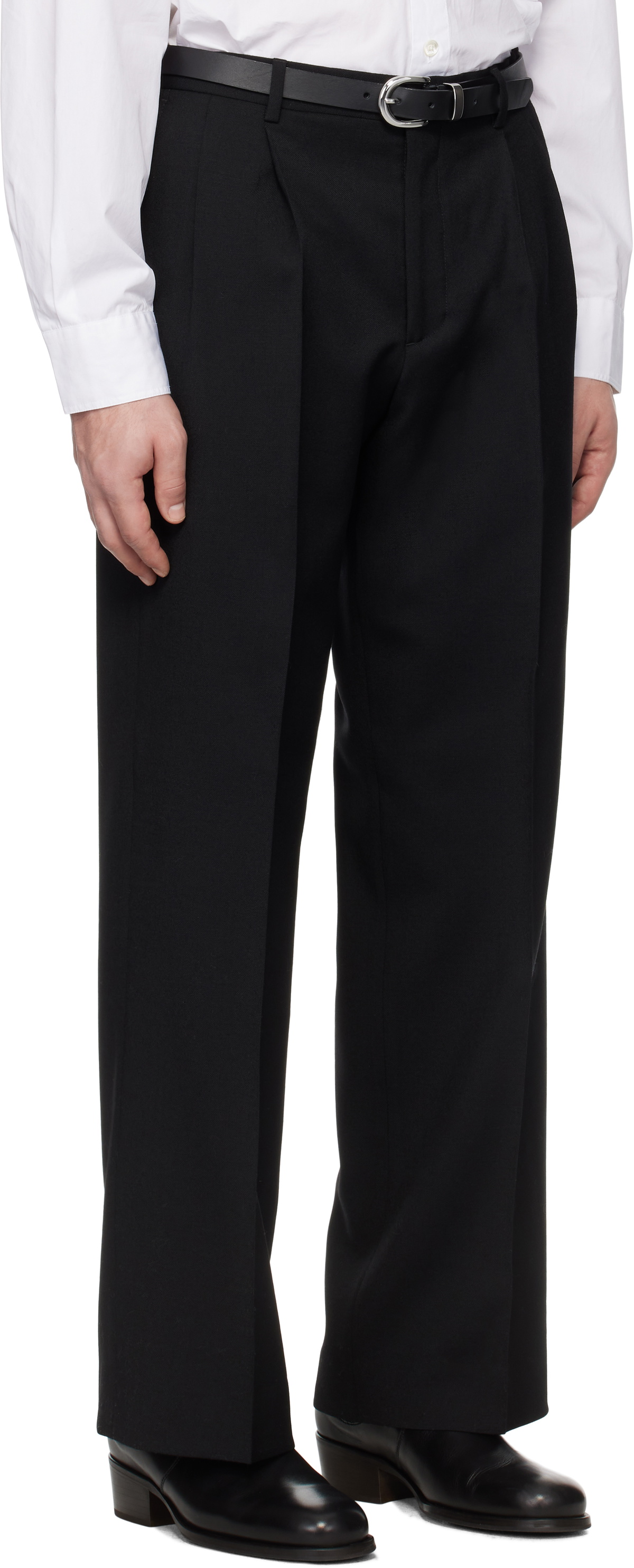 Sunflower Black Wide Pleated Trousers