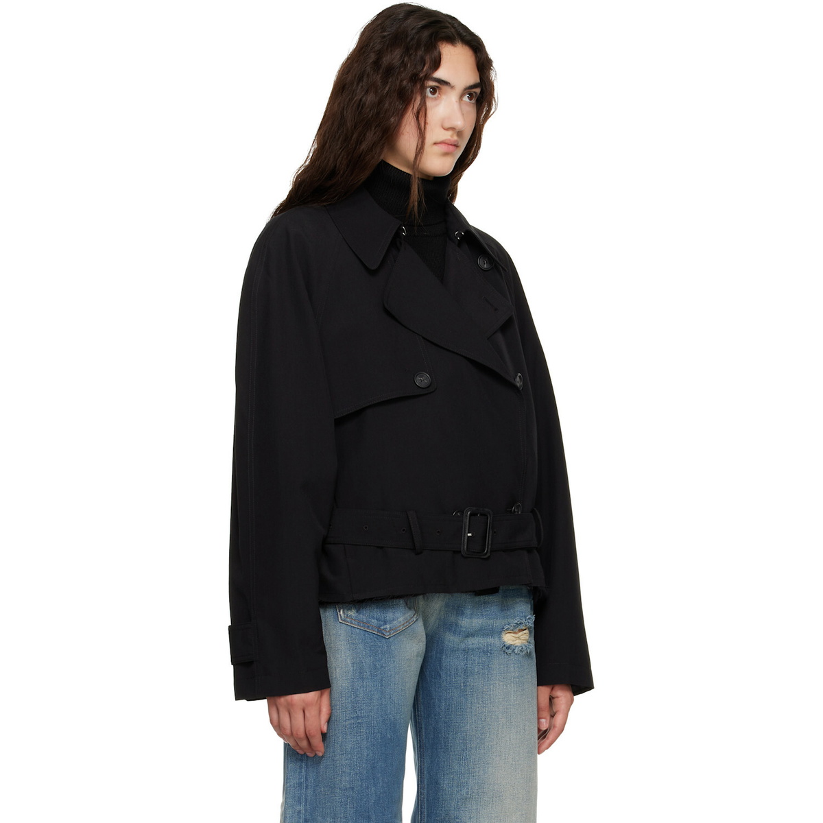 MM6 Maison Margiela Black Belted Wool Blend Jacket