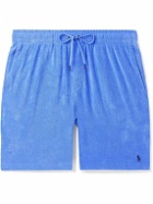 Polo Ralph Lauren - Straight-Leg Logo-Embroidered Cotton-Blend Terry Drawstring Shorts - Blue