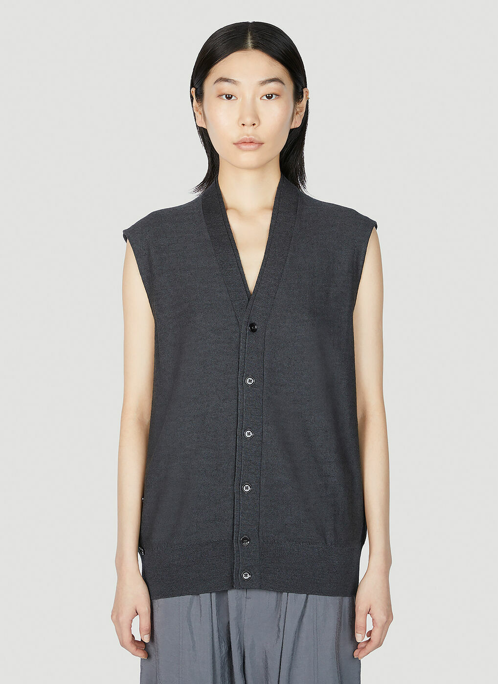 Lemaire - Sleeveless Twisted Cardigan in Dark Grey Lemaire