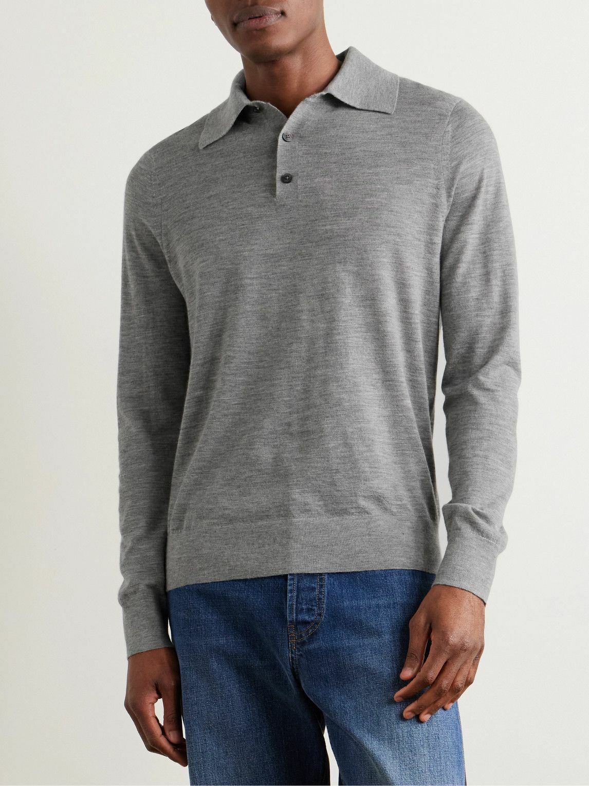 Guest In Residence - Airy Cashmere Polo Shirt - Gray