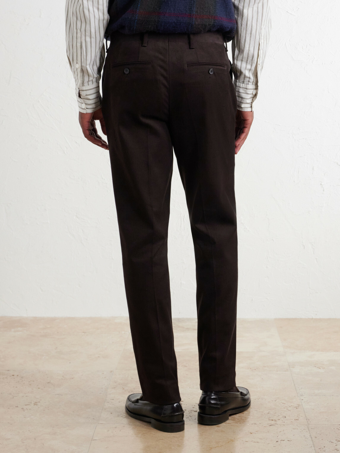 Mr P. - Straight-Leg Brushed Cotton-Blend Twill Suit Trousers - Brown