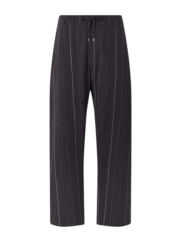 Photo: A Kind Of Guise - Samurai Straight-Leg Striped Cotton and Linen-Blend Trousers - Black