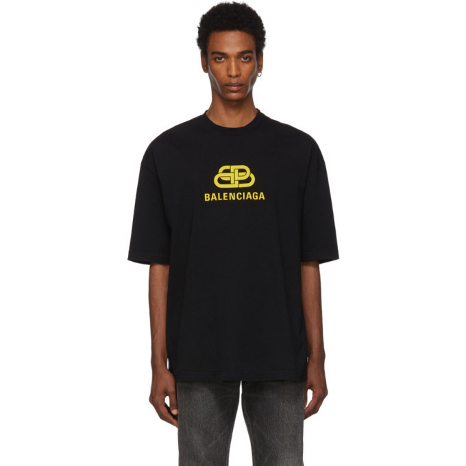 Photo: Balenciaga Black and Yellow BB T-Shirt