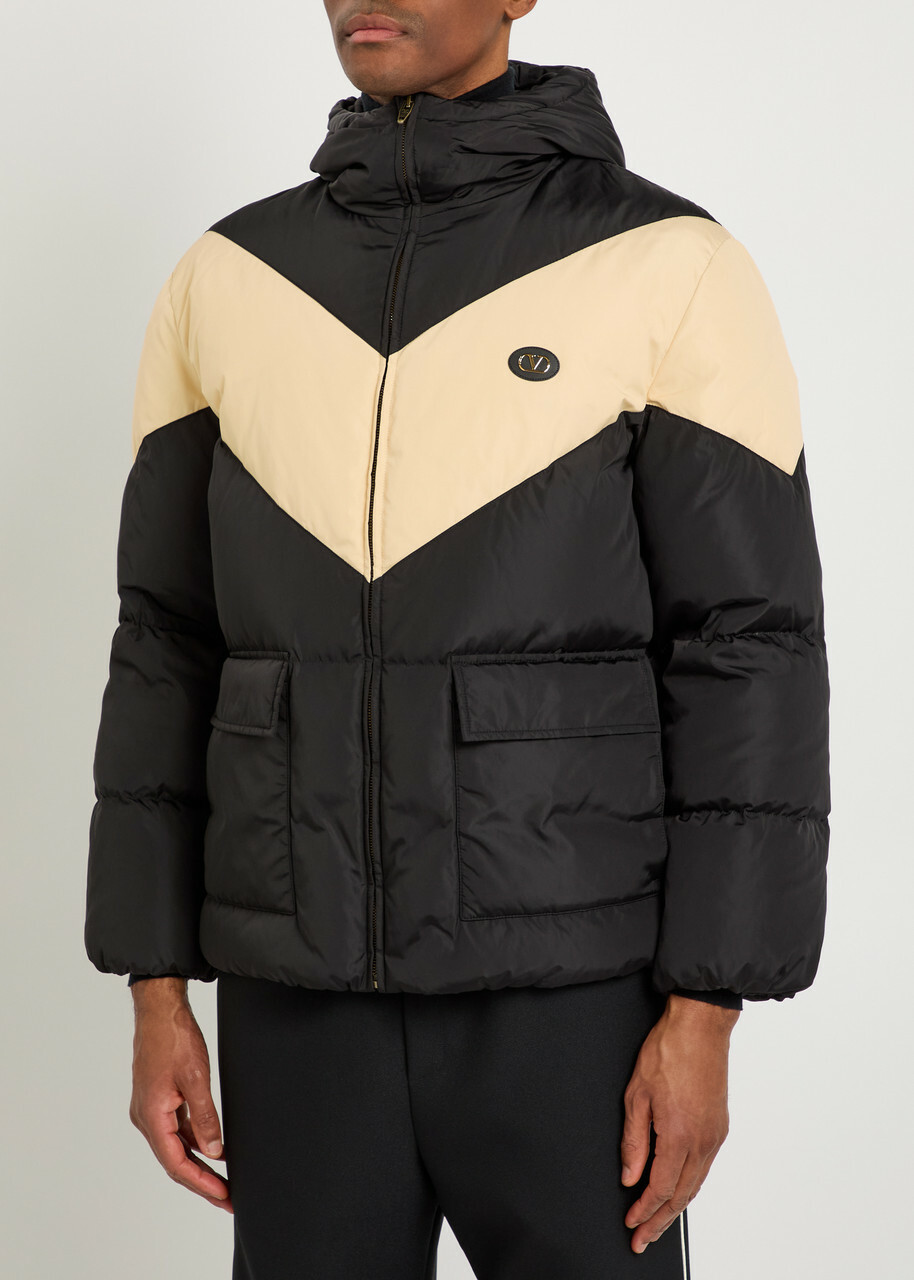 Valentino Garavani Padded Colour-blocked Shell Jacket Black