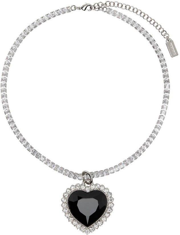 Photo: VETEMENTS Silver & Black Crystal Heart Necklace