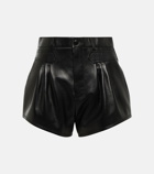 Saint Laurent - High-rise leather shorts
