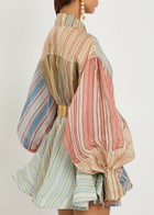 Zimmermann Rebellion Striped Linen and Silk-blend Mini Shirt Dress Multicoloured 1