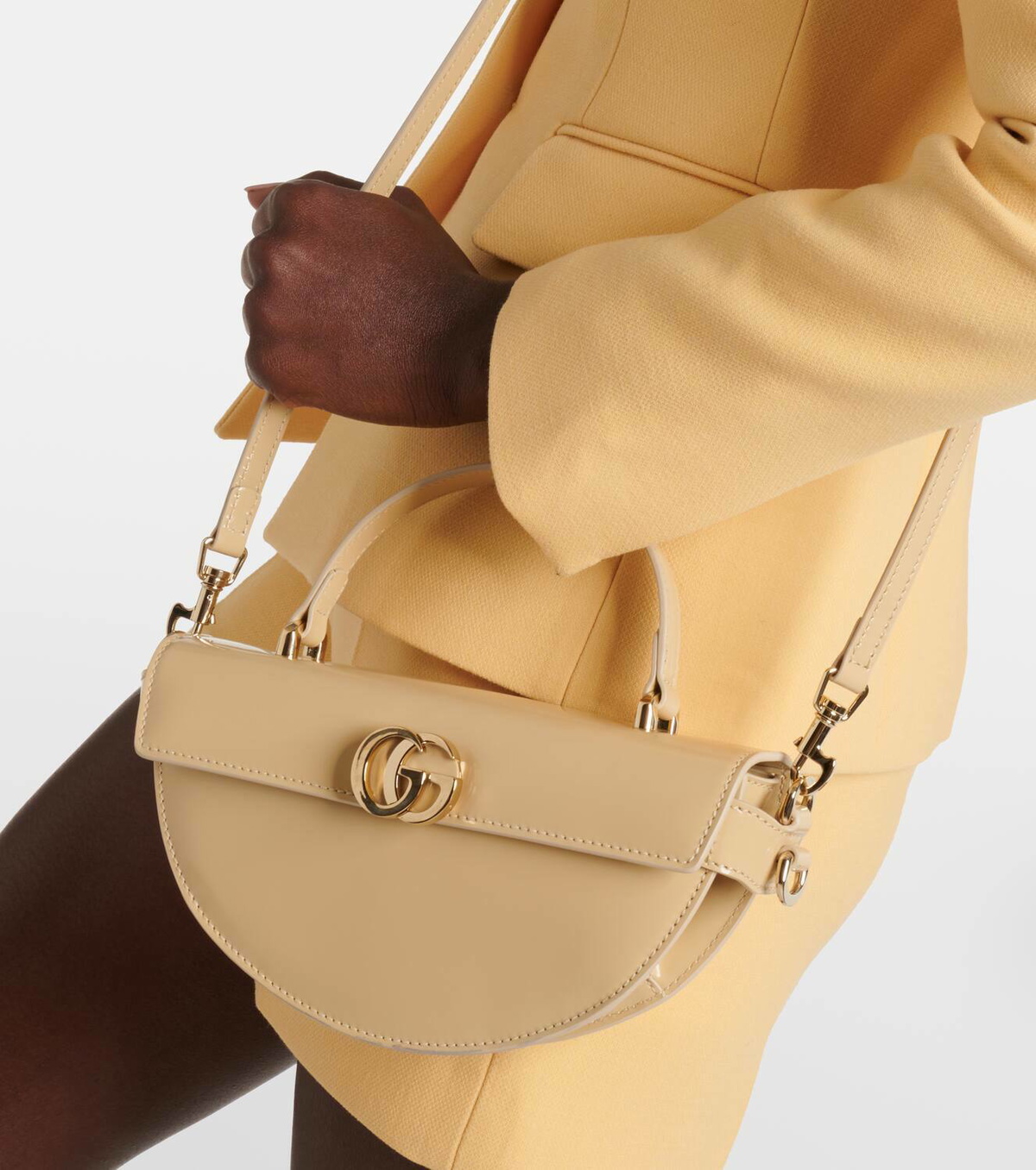 ハンドバッグ GUCCI HALFMOON LEATHER HANDBAG Gucci Brown Half Moon Leather Hobo Bag Cloth Pony-style