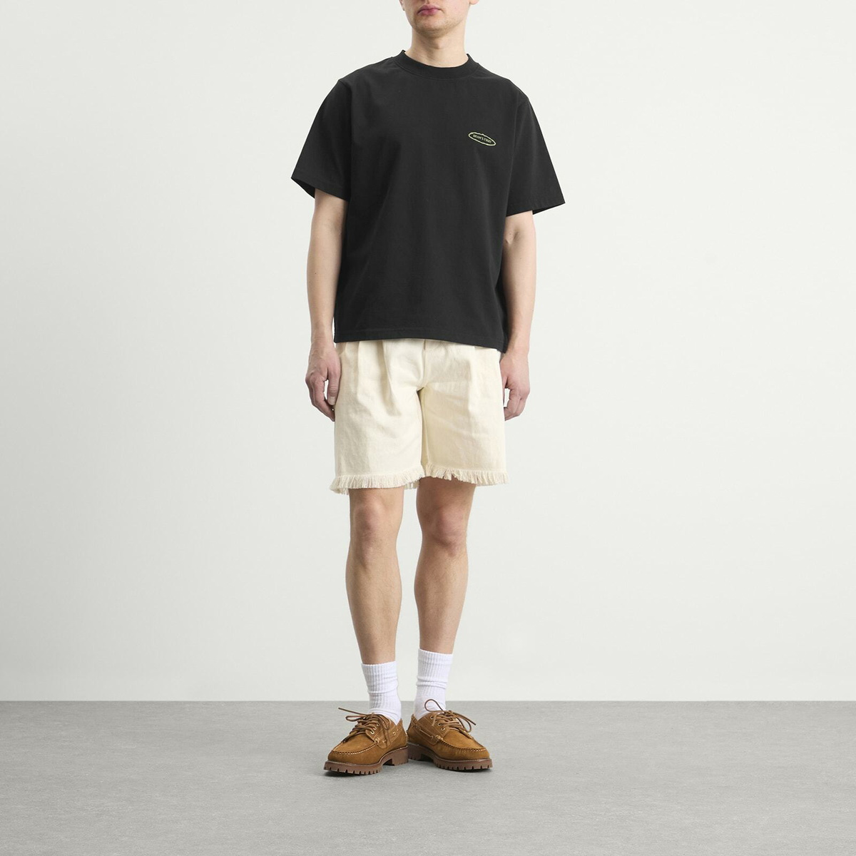 Bram's Fruit Men's Twill Shorts Distressed in Beige