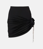 Area Draped embellished jersey miniskirt