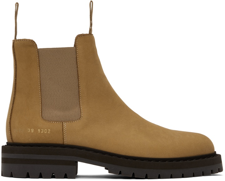 Photo: Common Projects Tan Suede Chelsea Boots