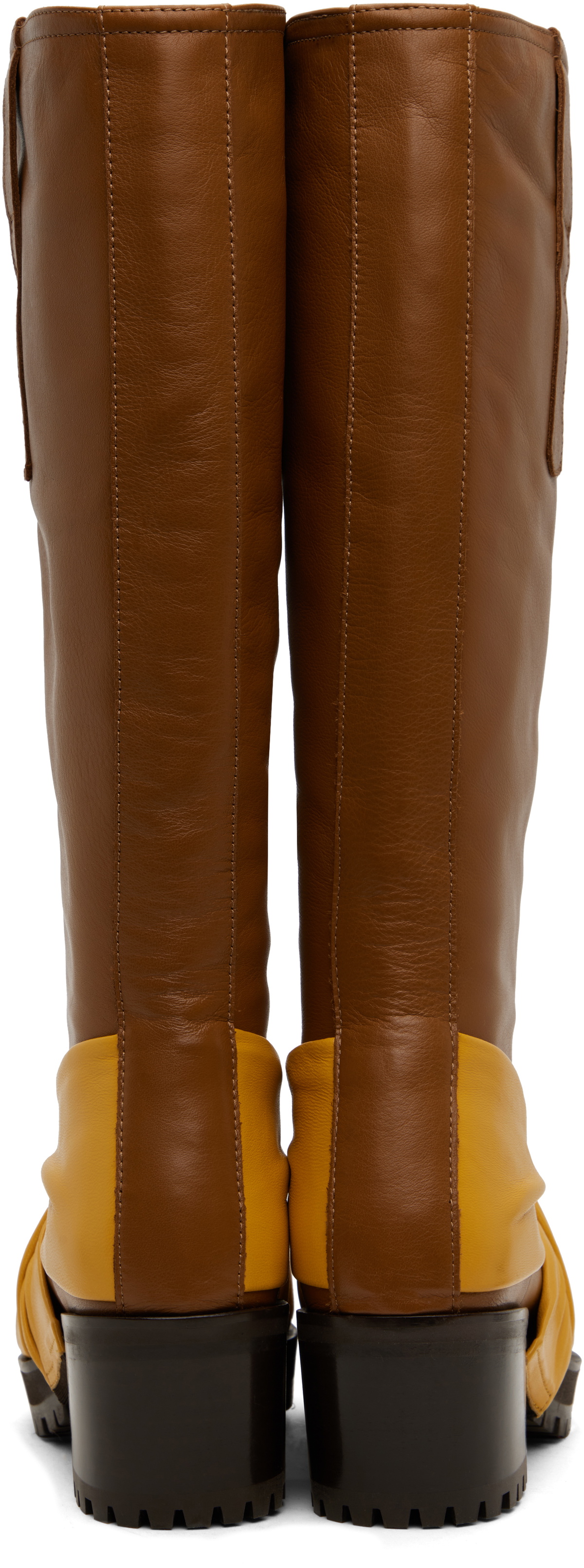 Kiko Kostadinov Brown & Yellow Knotted Riding Boots