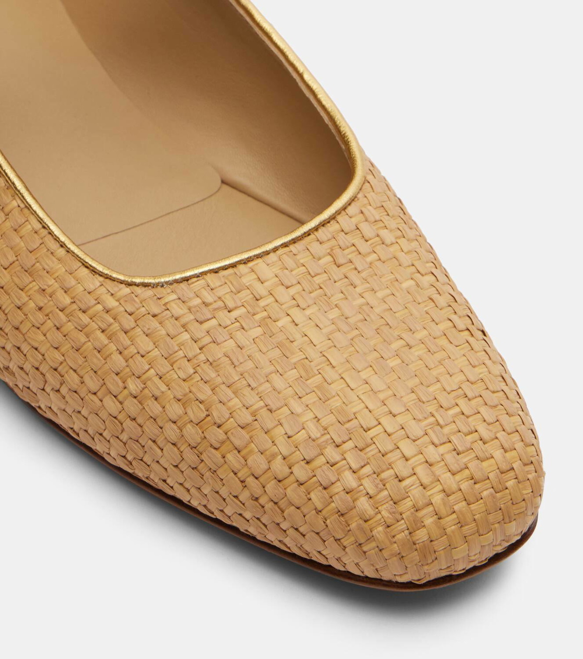 Le Monde Béryl Leather-trimmed raffia Mary Jane flats Le Monde Beryl