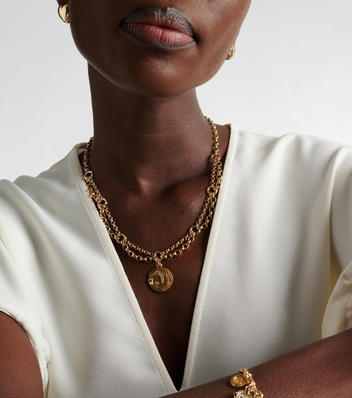 FoundRae Infinite Gratitude 18kt gold pendant necklace with diamond
