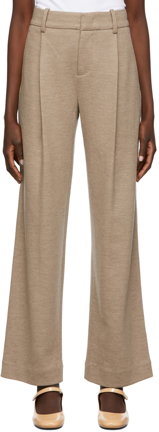 Taupe Tab Detail Wide Leg Pant - Beige - Pants - Full Length