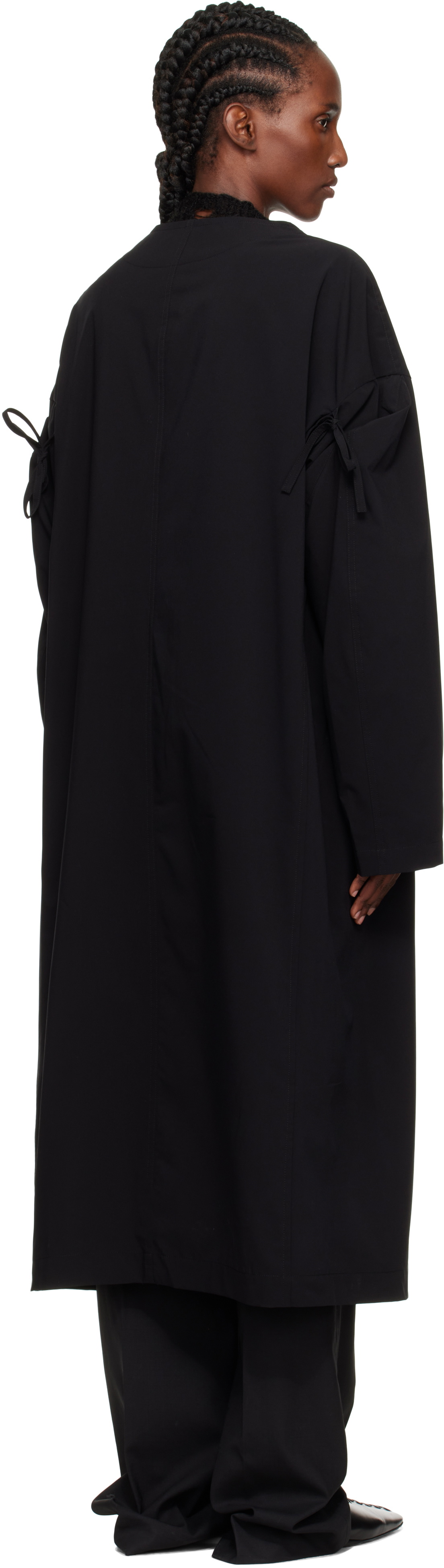 Y's Black U-Drop Sleeve Coat