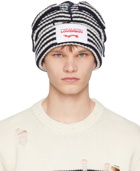 Charles Jeffrey Loverboy Navy & White Chunky Ears Beanie