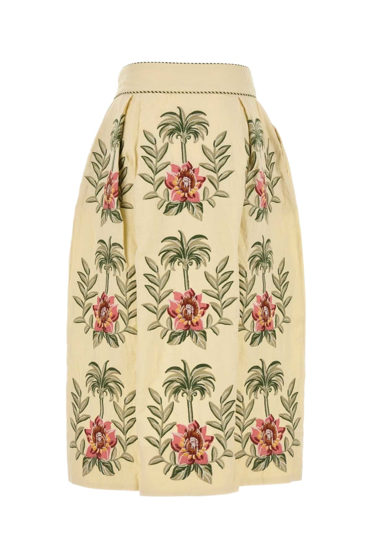 Farm Rio Cream Linen Blend Skirt