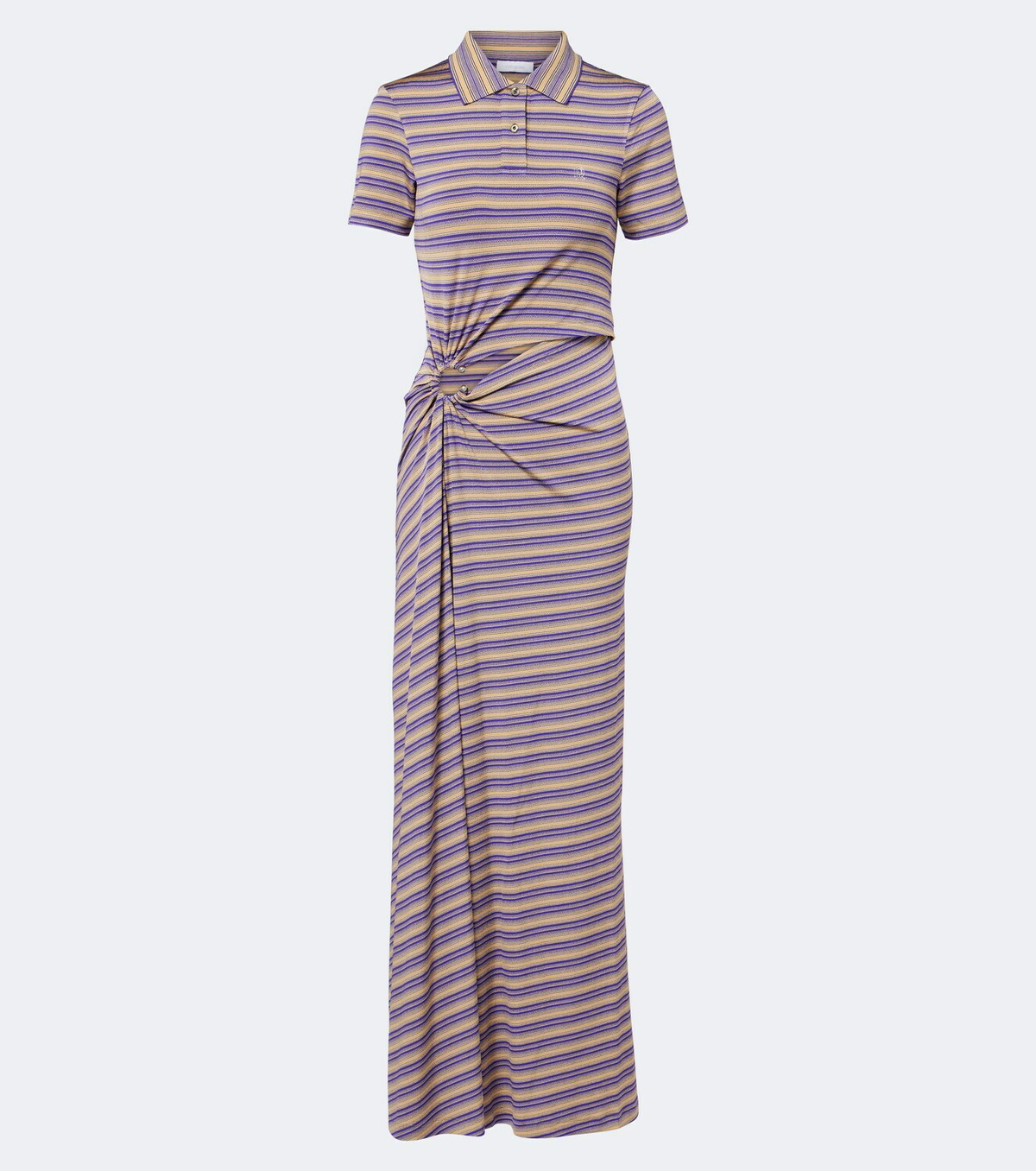 Rabanne Cutout gathered striped crêpe maxi dress