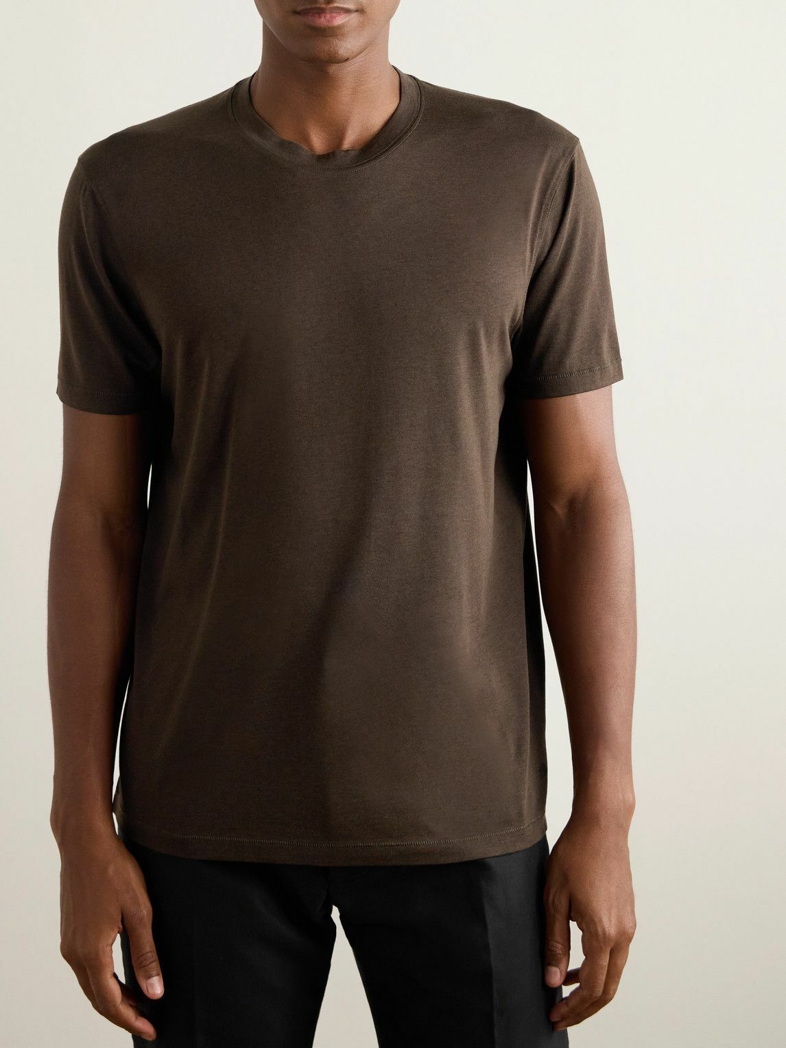 TOM FORD - Lyocell and Cotton-Blend Jersey T-Shirt - Brown