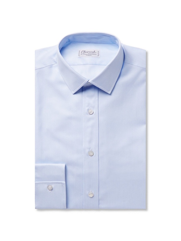 Photo: CHARVET - Blue Slim-Fit Striped Cotton Shirt - Blue