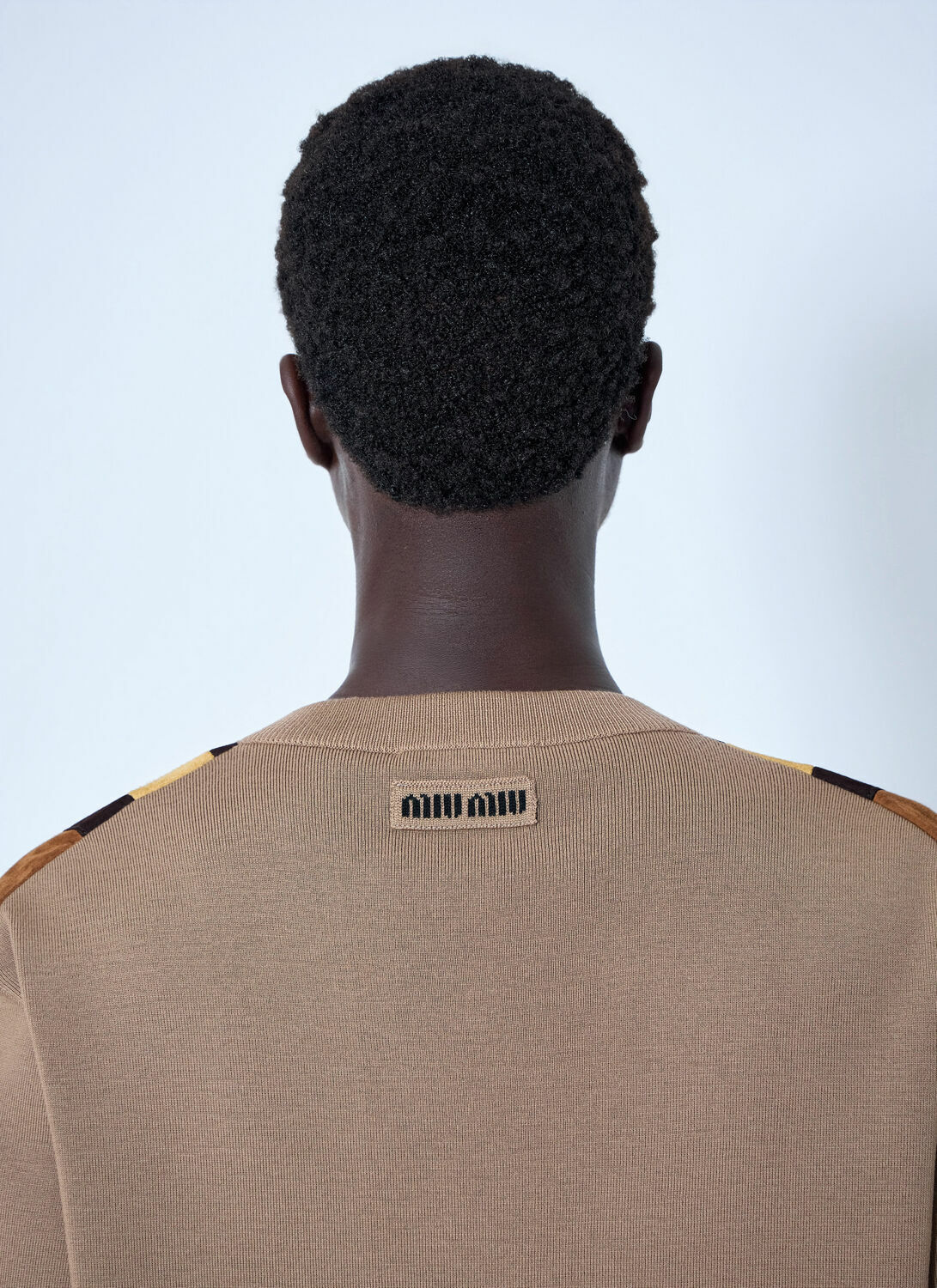 Miu Miu V-neck Sweater with Contrast Stripes
