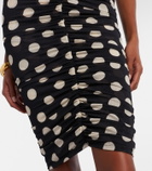 Montce Polka-dot ruched mesh midi skirt