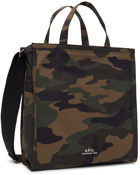 A.P.C. Green Camouflage Tote
